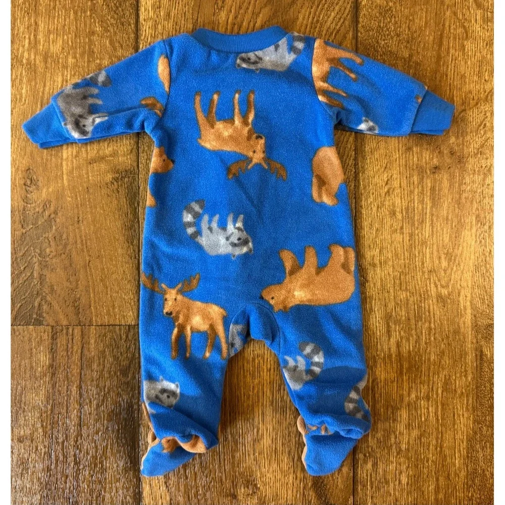 Carters Preemie Baby Boy Sleeper Outfit Romper Fleece Bear Feet Moose Raccoon‎